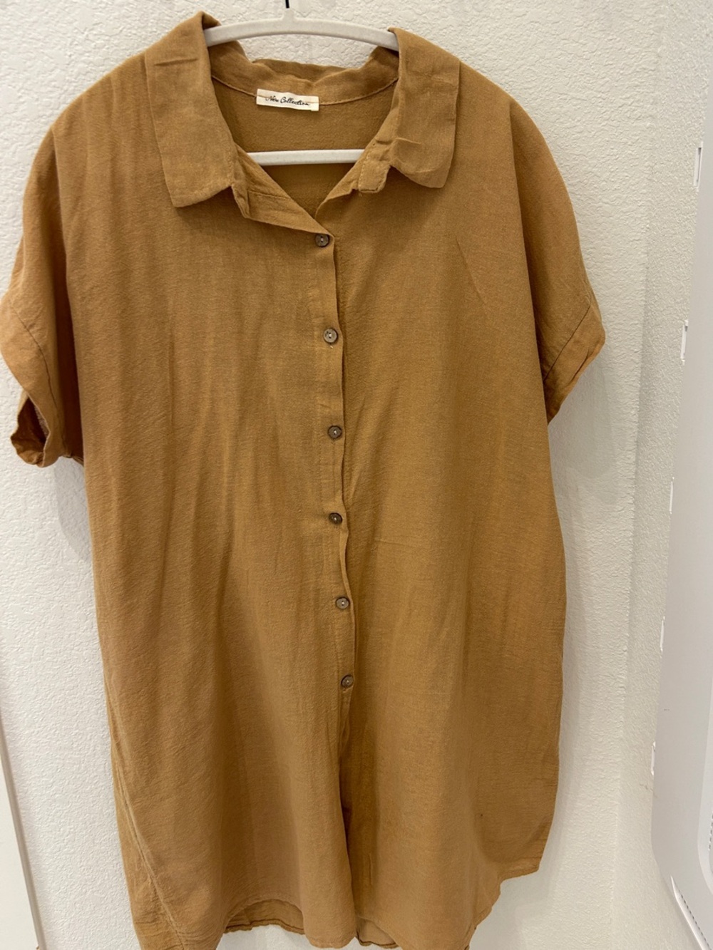 Women’s Tan Button-Front Swim Coverup - Lightweight Relaxed Fit